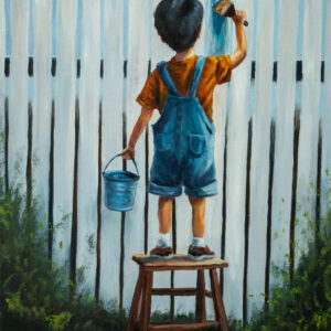 Boy Painting Picket Fence