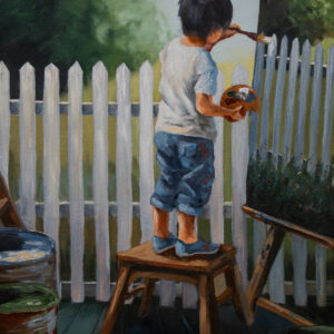 Boy Paints a Fence